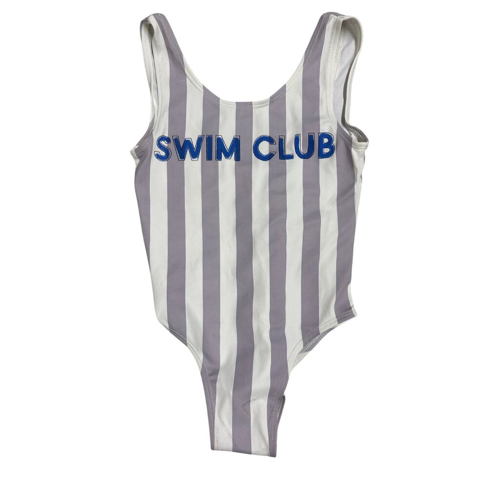 NEW Sz 6-7 Sunday Collective Purple Stripe Girls Swim One piece SWIM CLUB
